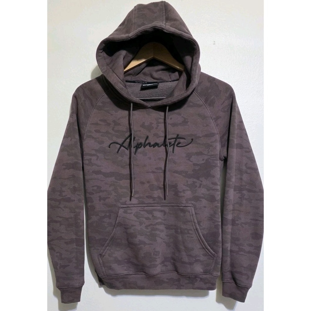 Alphalete Women XS/S Hoodie Purple Camo Signature Performance Sweatshirt Gym EUC